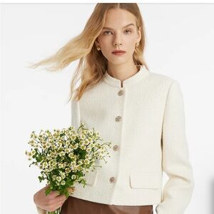 Goelia Wool Blend Stand Collar Single-Breasted Lady Jacket
